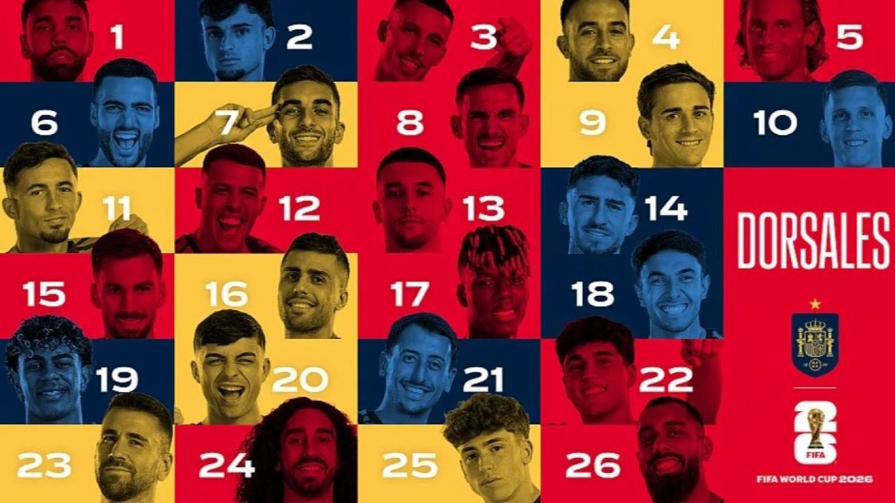 Los dorsales de España para el Mundial 2026